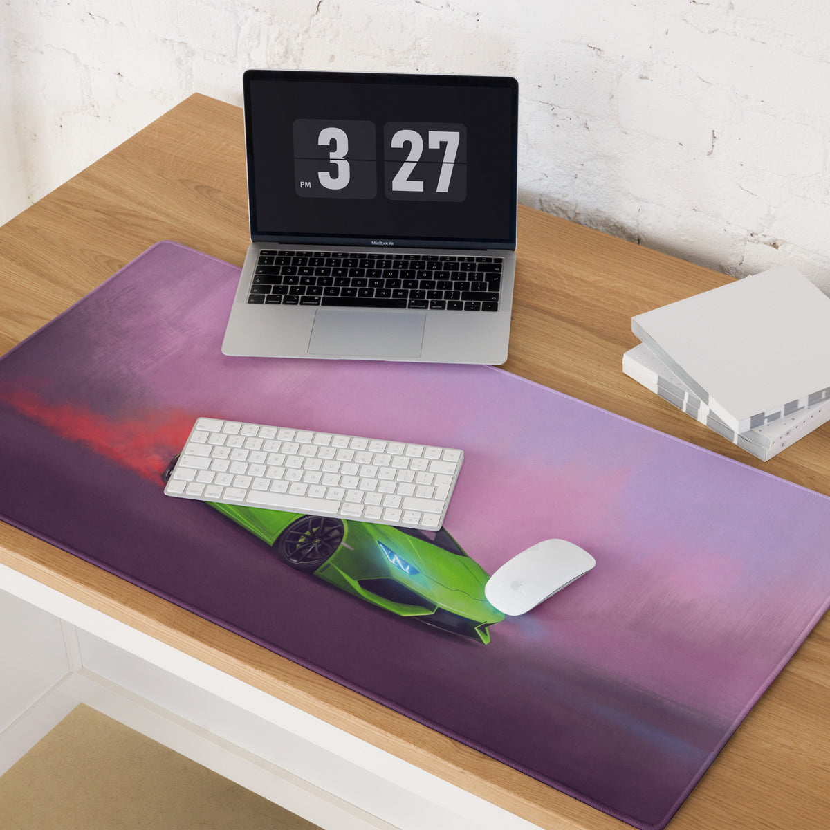 Gaming Lamborghini Huracán Spyder Inspired Neon Desk Mat – Anti-Slip Rubber XL Gaming Mousepad pad
