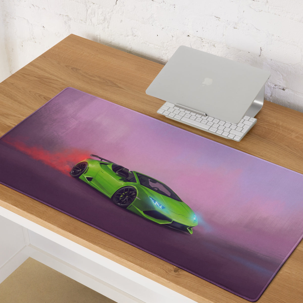 Gaming Lamborghini Huracán Spyder Inspired Neon Desk Mat – Anti-Slip Rubber XL Gaming Mousepad pad
