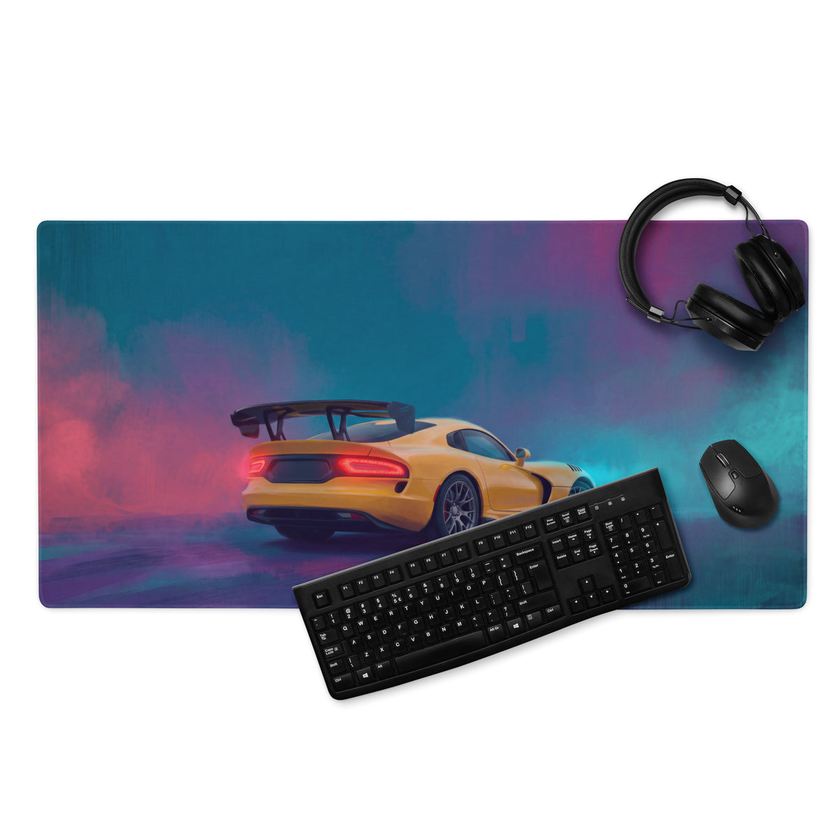 Dodge Viper ACR Inspired Yellow Edition Desk Mat – Non-Slip Rubber Gaming Mousepad