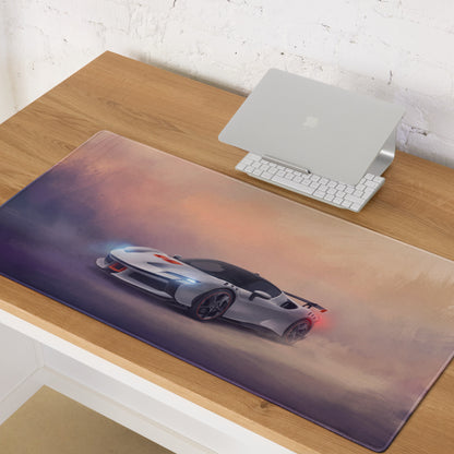 Ferrari sf90 xx stradale inspired track edition premium cloth gaming mousepad with silver and black sports car design