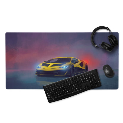 Vibrant yellow and black lamborghini revuelto inspired giallo desk pad high precision xl gaming mouse mat with sports car graphic