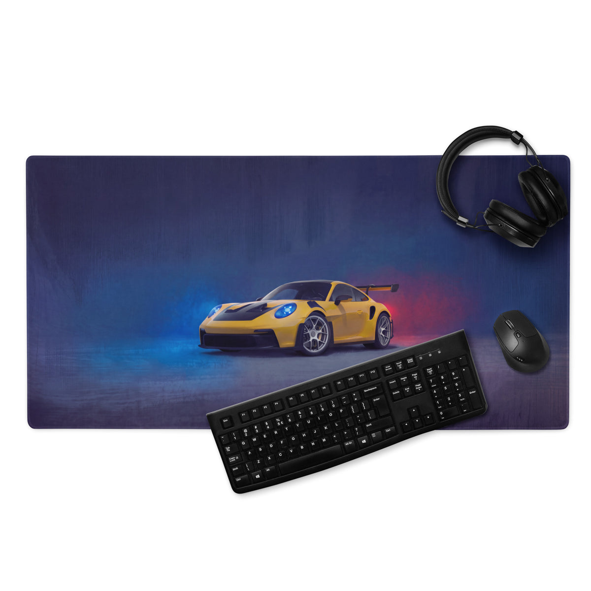 Porsche 911 GT3 RS Inspired Speed Yellow Desk Pad – Waterproof Edge-Stitched Mouse Mat
