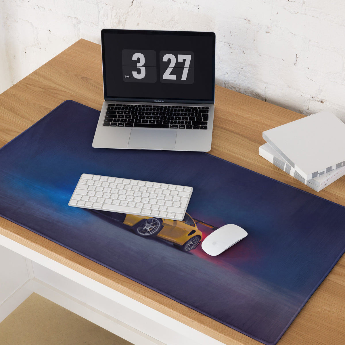Porsche 911 GT3 RS Inspired Speed Yellow Desk Pad – Waterproof Edge-Stitched Mouse Mat