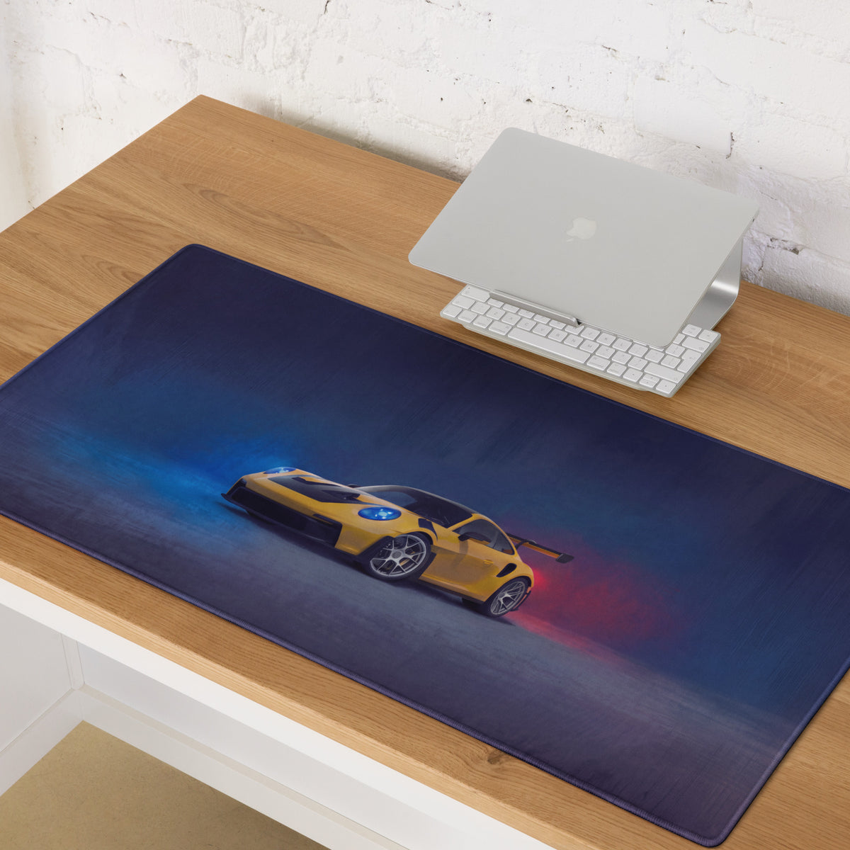 Porsche 911 GT3 RS Inspired Speed Yellow Desk Pad – Waterproof Edge-Stitched Mouse Mat