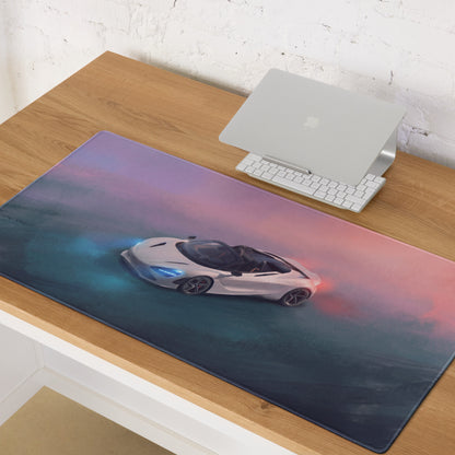 McLaren 720S Spider Inspired Pure White Desk Pad – Extended Non-Slip PC Mouse Mat