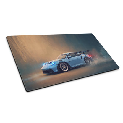 Porsche 911 GT3 RS Inspired Gulf Blue Desk Mat – Smooth Cloth PC Setup Mousepad