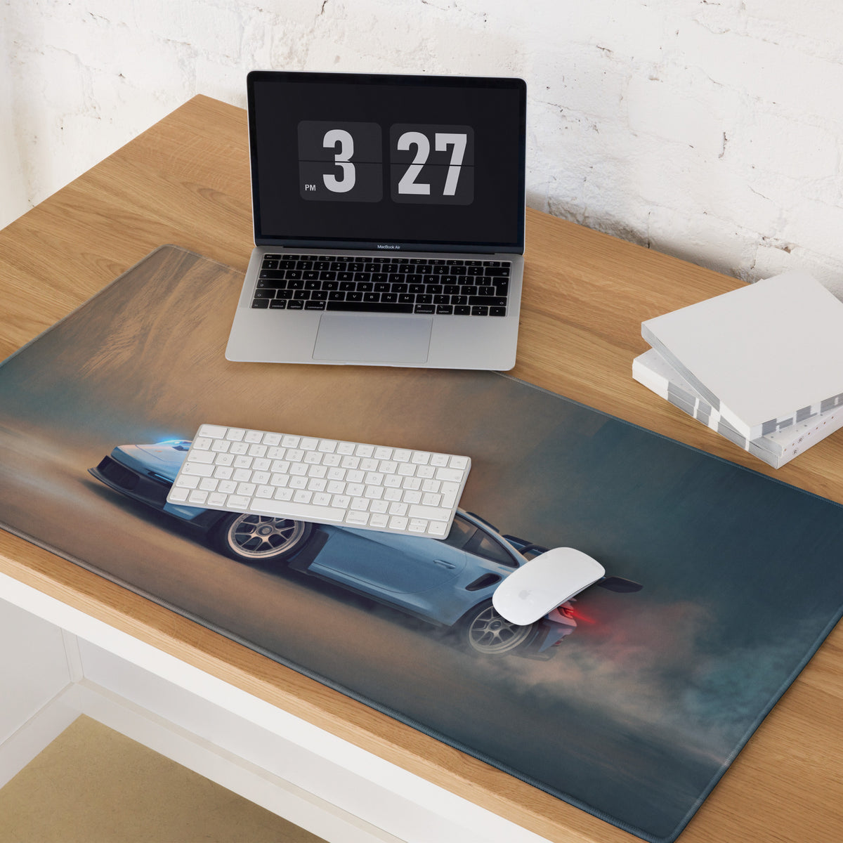 Porsche 911 GT3 RS Inspired Gulf Blue Desk Mat – Smooth Cloth PC Setup Mousepad
