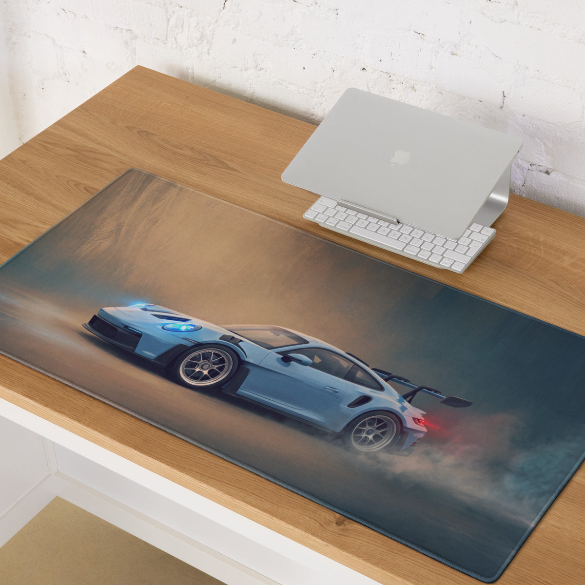 Porsche 911 GT3 RS Inspired Gulf Blue Desk Mat – Smooth Cloth PC Setup Mousepad