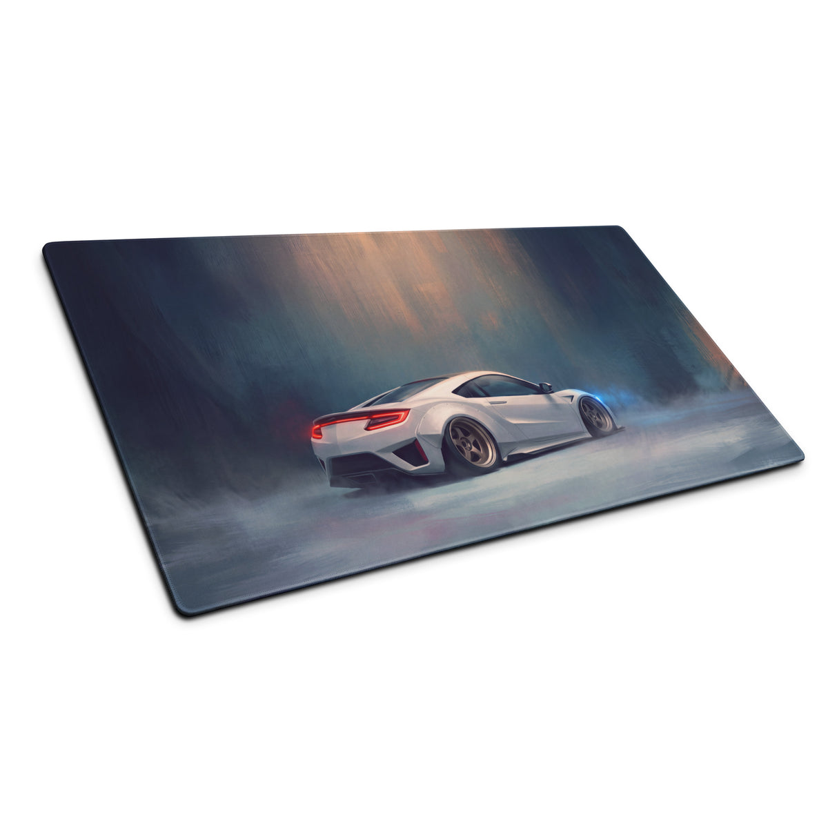 Acura NSX inspired widebody pure edition desk pad with white sports car graphic non slip rubber base gaming mouse mat