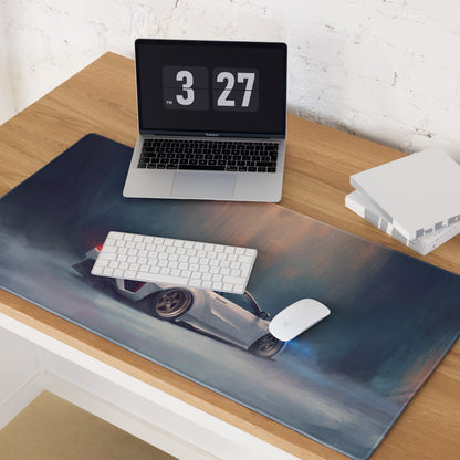 Acura NSX inspired widebody pure edition gaming mouse pad with silver sports car graphic on non-slip rubber base