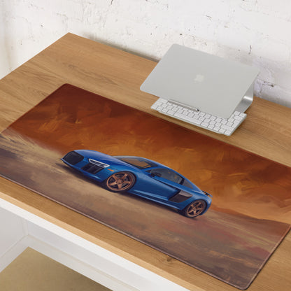 Blue audi r8 sports car graphic on a non slip rubber base xl mouse mat inspired by audi r8 sepang blue