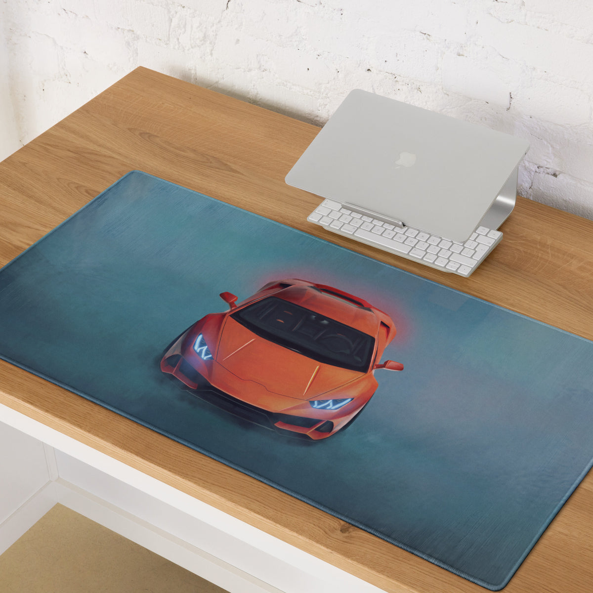 Lamborghini Huracán Inspired Arancio Setup Desk Mat – Non-Slip Rubber Base Mousepad