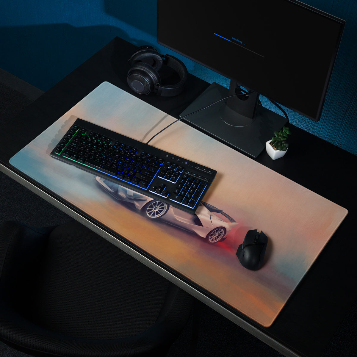Ferrari fxx-k evo inspired apex edition xl gaming mousepad with low-friction surface and vibrant white sports car design