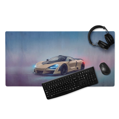 Beige McLaren 720S inspired Sahara gold gaming mousepad with premium non-slip rubber base rectangular desk mat