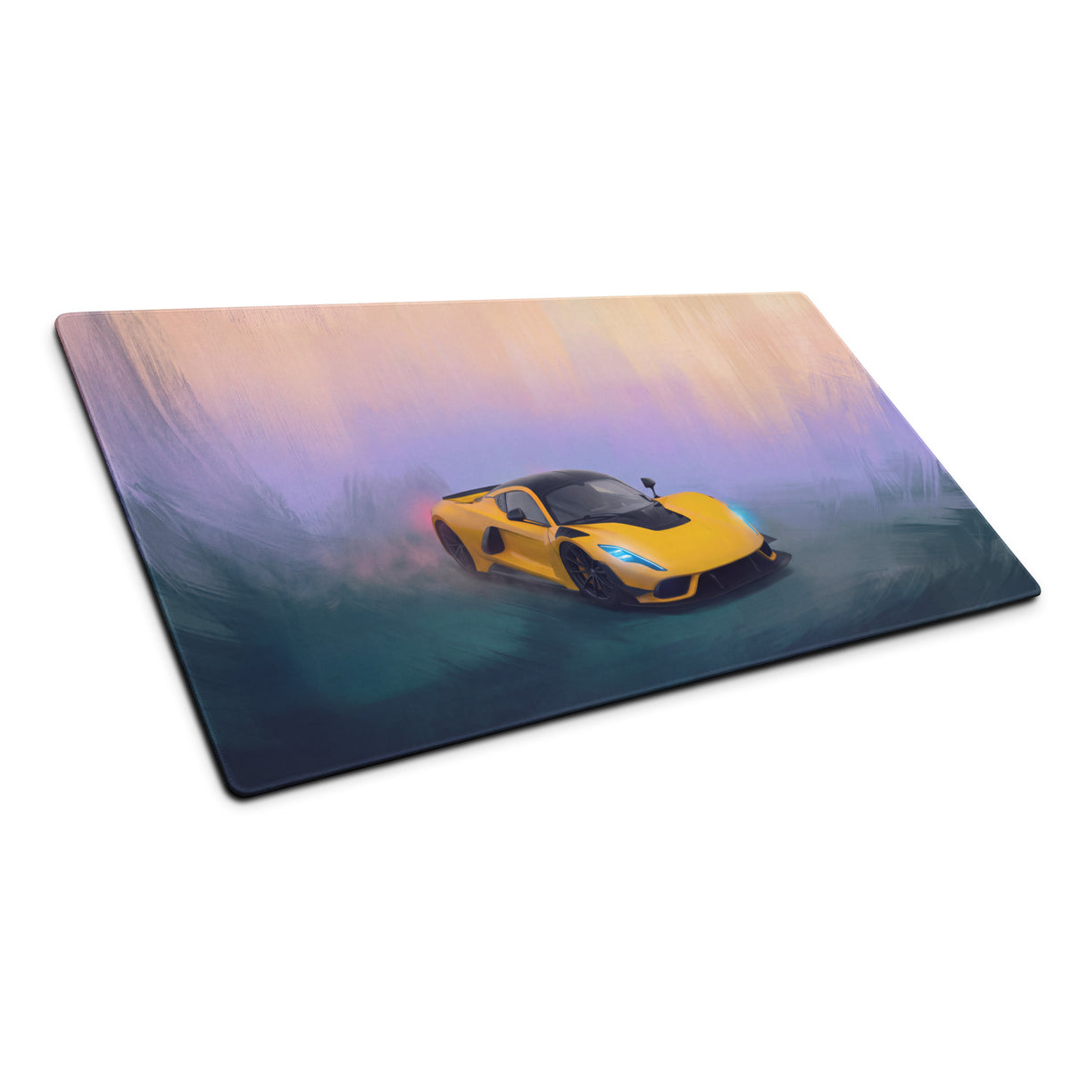 Yellow sports car graphic printed on hennessey venom f5 inspired solar yellow micro-weave gaming mousepad