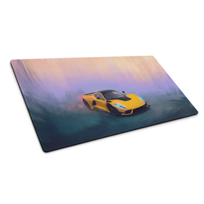 Yellow sports car graphic printed on hennessey venom f5 inspired solar yellow micro-weave gaming mousepad