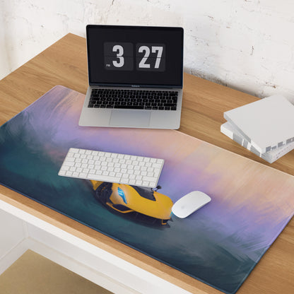 Hennessey venom f5 inspired solar yellow high-dpi micro-weave gaming mousepad with yellow sports car design