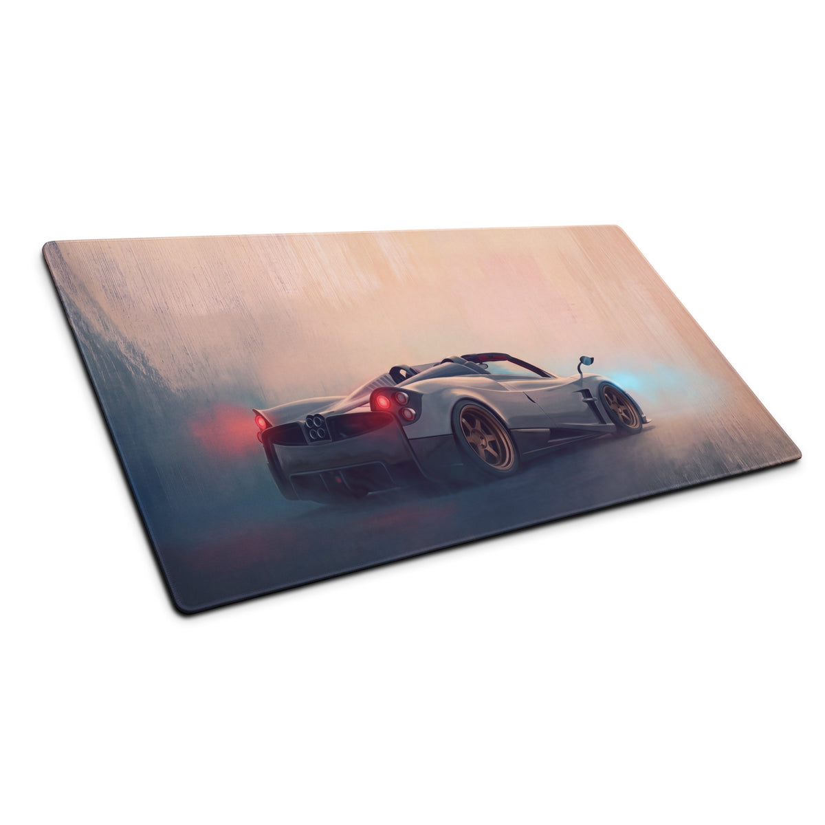 Silver Pagani Huayra sports car graphic printed on a titanium rectangular non-slip rubber gaming mousepad
