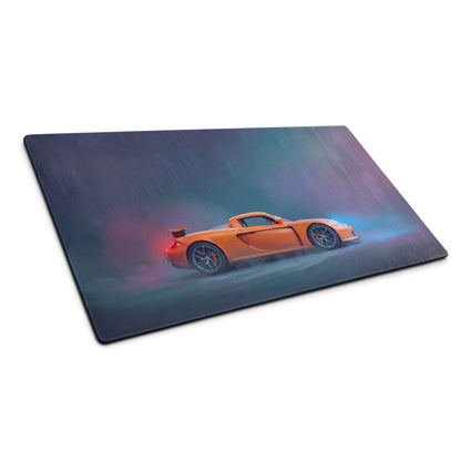 Rectangle desk mat featuring a high-DPI smooth control mousepad with an orange Porsche Carrera GT graphic design