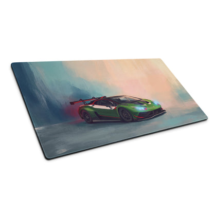 Green and white lamborghini huracán gt3 inspired verde racing rectangular desk mat high precision xl gaming mousepad
