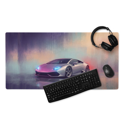 Silver lamborghini huracán inspired argento reflection cloth desk mat with ultra-glide surface for gaming setup