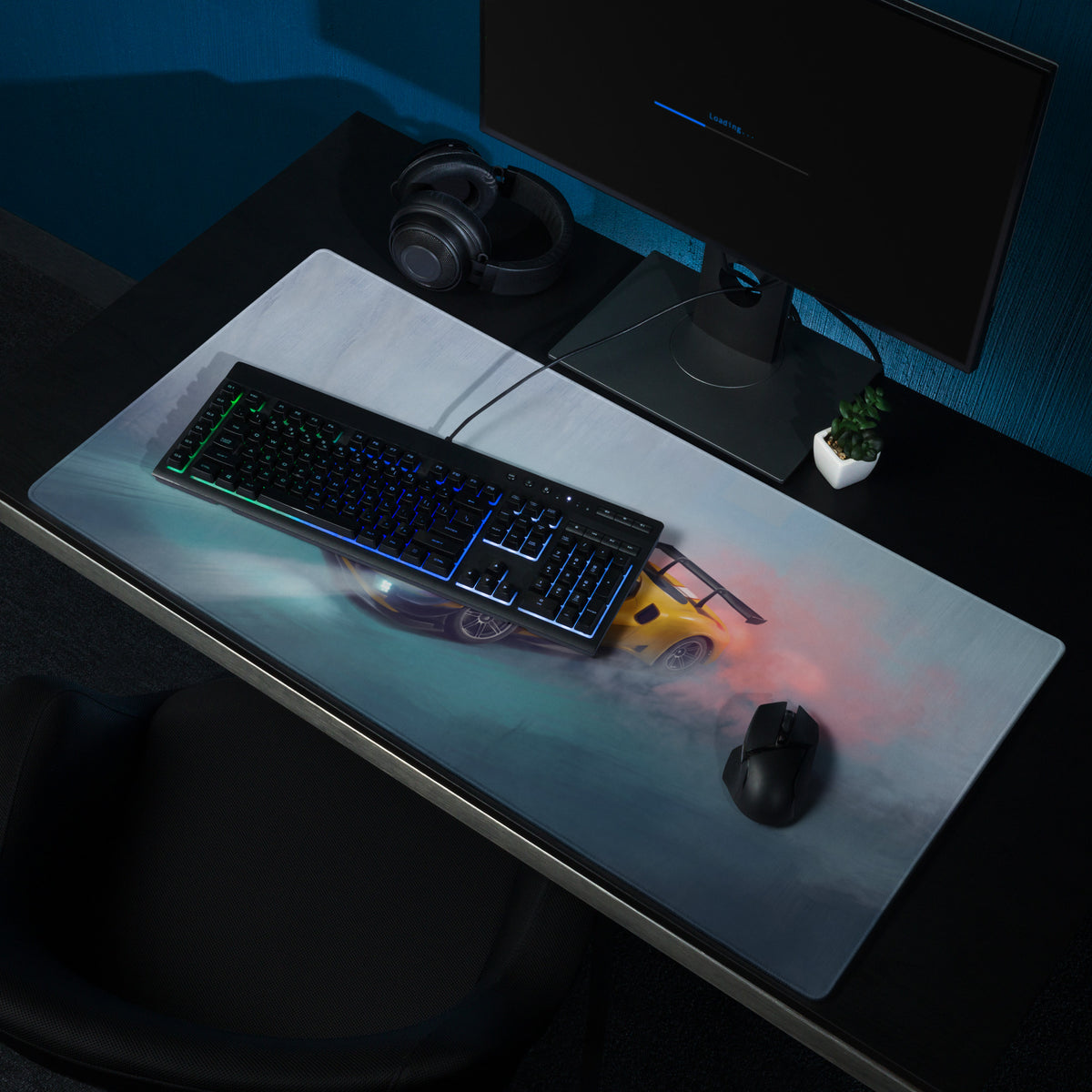 Ferrari 296 GT3 inspired giallo apex gaming mousepad with low-friction cloth featuring yellow sports car design