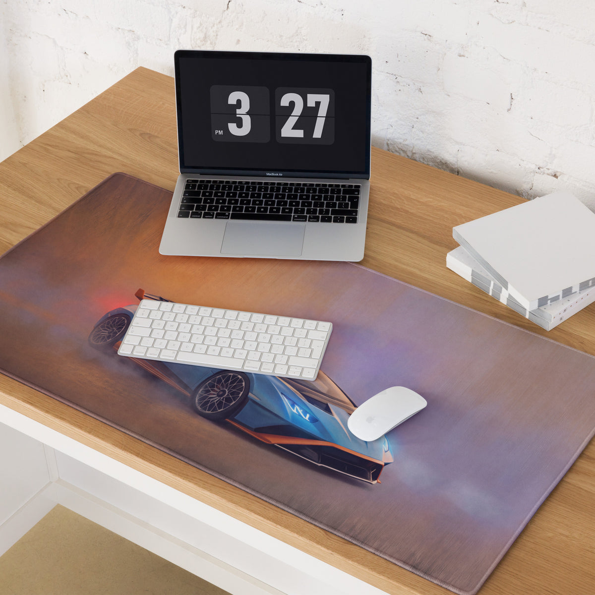 Lamborghini huracán sto inspired gulf edition extended non-slip gaming mousepad with blue and orange sports car design