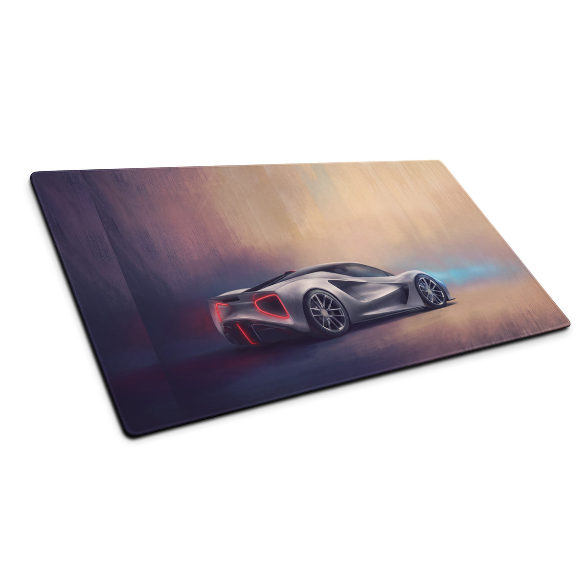 Silver lotus evija inspired electric sports car illustration on low friction cloth rectangular gaming mousepad