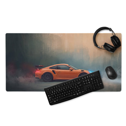 Orange porsche 911 gt3 rs inspired lava orange desk mat low-friction cloth sports car graphic mousepad