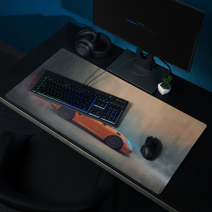 Porsche 911 GT3 RS inspired lava orange translucent gaming mousepad with low friction cloth for smooth setup