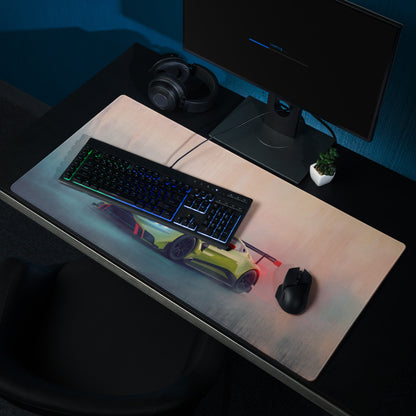 Aston Martin Vantage GT3 inspired lime edition high-precision xl gaming mousepad with vibrant lime green and black race car design
