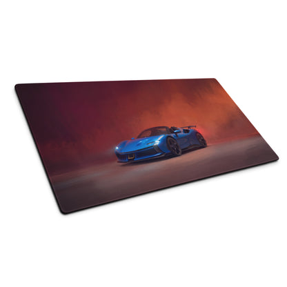 Blue sports car graphic printed on ferrari sf90 xx inspired corsa blue high-precision xl gaming mousepad