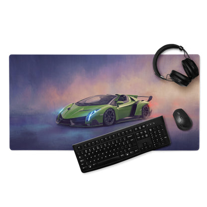 Green lamborghini veneno inspired verde scandal desk mat high precision xl gaming mousepad with sports car graphic