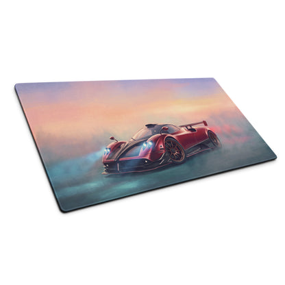 Red pagani zonda sports car graphic printed on glass cutting board for rosso sunset desk pad mouse mat