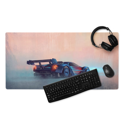Ford GT inspired cobalt track desk pad gaming mouse mat with ultra-glide stitched edge and vibrant race car design