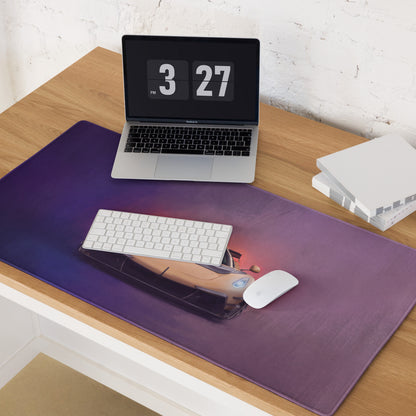 Purple rectangular high-precision xl gaming mousepad with beige koenigsegg jesko car graphic and red lighting effects