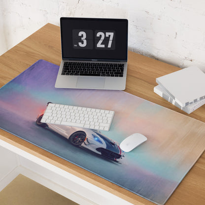Dodge viper acr inspired gts livery ultra-glide stitched edge gaming mousepad with vibrant gradient and white blue sports car