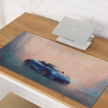 Blue mclaren 720s inspired curacao blue convertible graphic printed on rectangular high-precision xl gaming mousepad