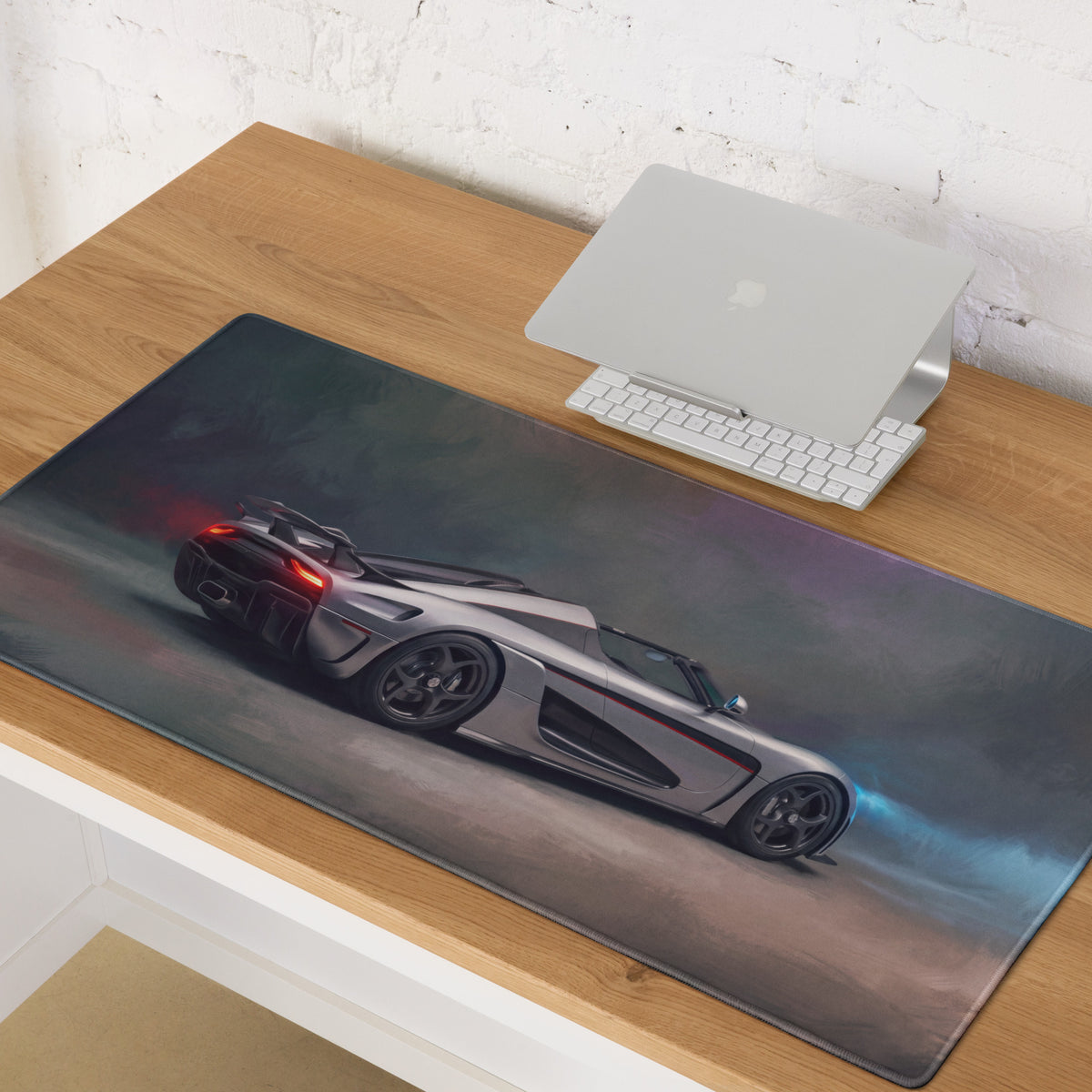 Koenigsegg regera inspired silver and black hypercar graphic on large rectangular high-precision xl gaming mousepad