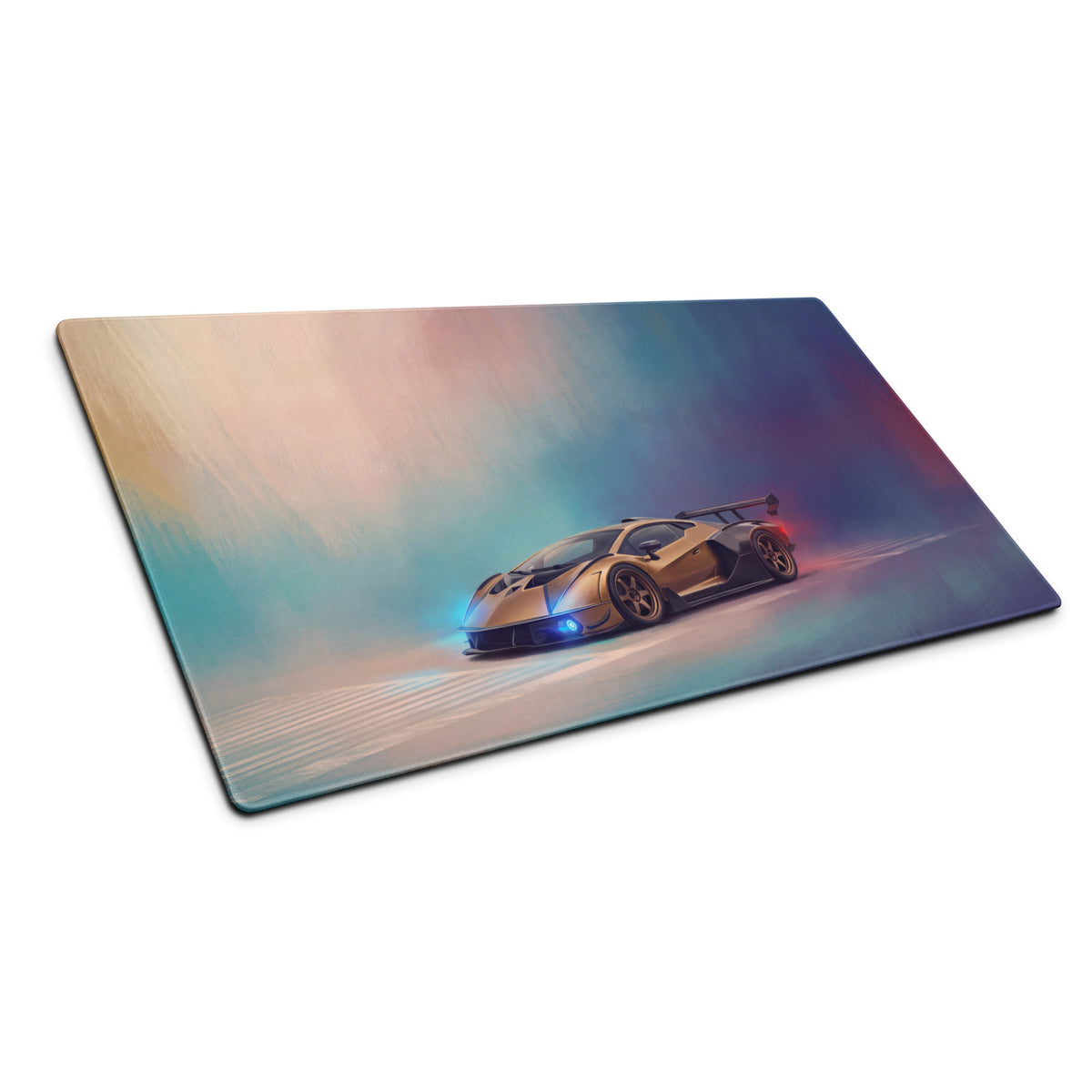 Lamborghini veneno inspired bronze apex extended non slip gaming mousepad with vibrant gold sports car design