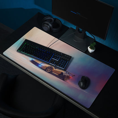 Lamborghini Veneno inspired bronze apex extended gaming mousepad with gold and black sports car graphic and non-slip base