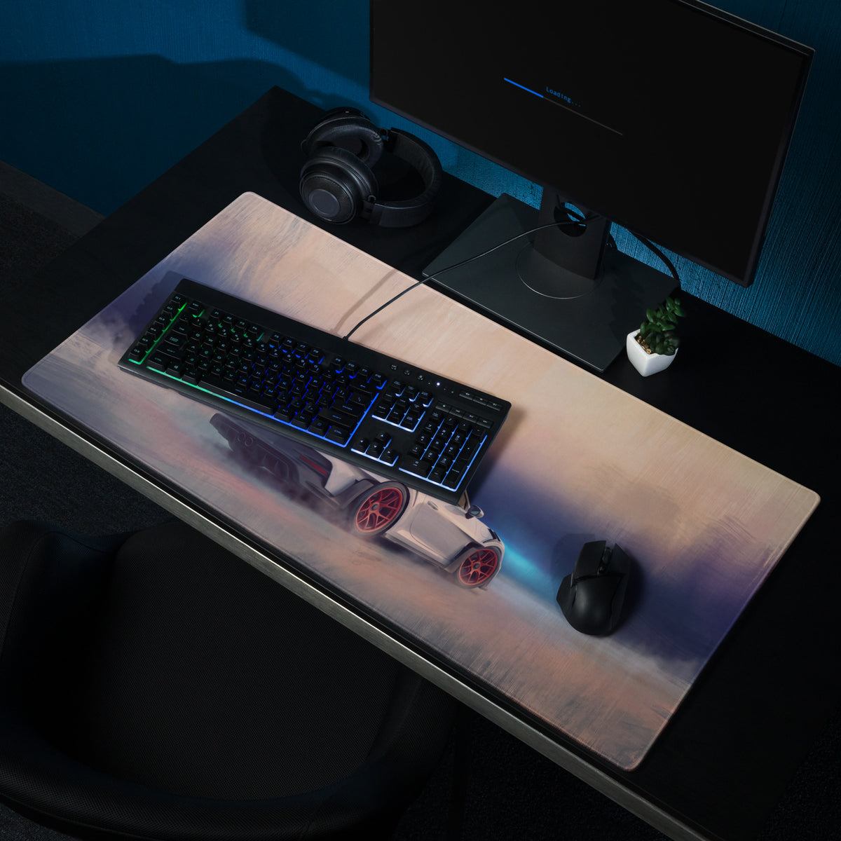 Porsche 911 gt3 rs inspired chalk crimson accent low-friction cloth gaming mousepad with futuristic race car graphic