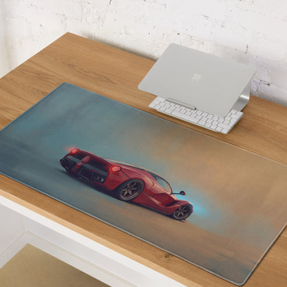 Red Ferrari LaFerrari sports car graphic soft-textured rectangular rosso bronze side desk mat mousepad