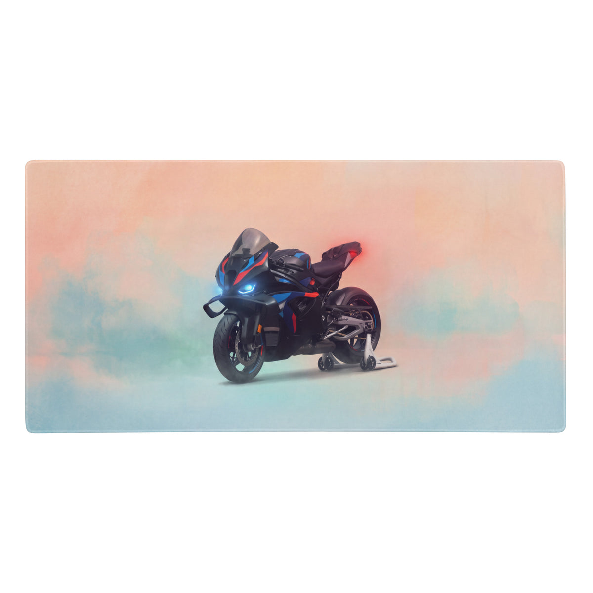 Bmw m1000rr carbon inspired large mousepad with black blue red racing motorcycle design premium desk mat for office use