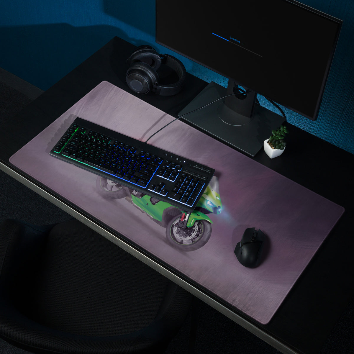 Kawasaki Ninja ZX-10RR Inspired Large Desk Pad, Aesthetic Mousepad for Setup