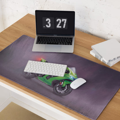 Kawasaki Ninja ZX-10RR Inspired Large Desk Pad, Aesthetic Mousepad for Setup