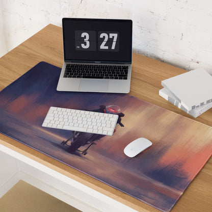 Aprilia rsv4 inspired large desk pad featuring a vibrant gradient and detailed motorcycle illustration for gaming setup