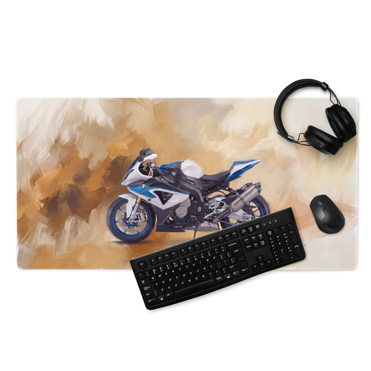 BMW S1000RR Inspired Gaming Desk Pad, Oversized Mouse Pad with Stitched Edges