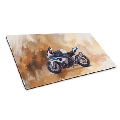 BMW S1000RR Inspired Gaming Desk Pad, Oversized Mouse Pad with Stitched Edges