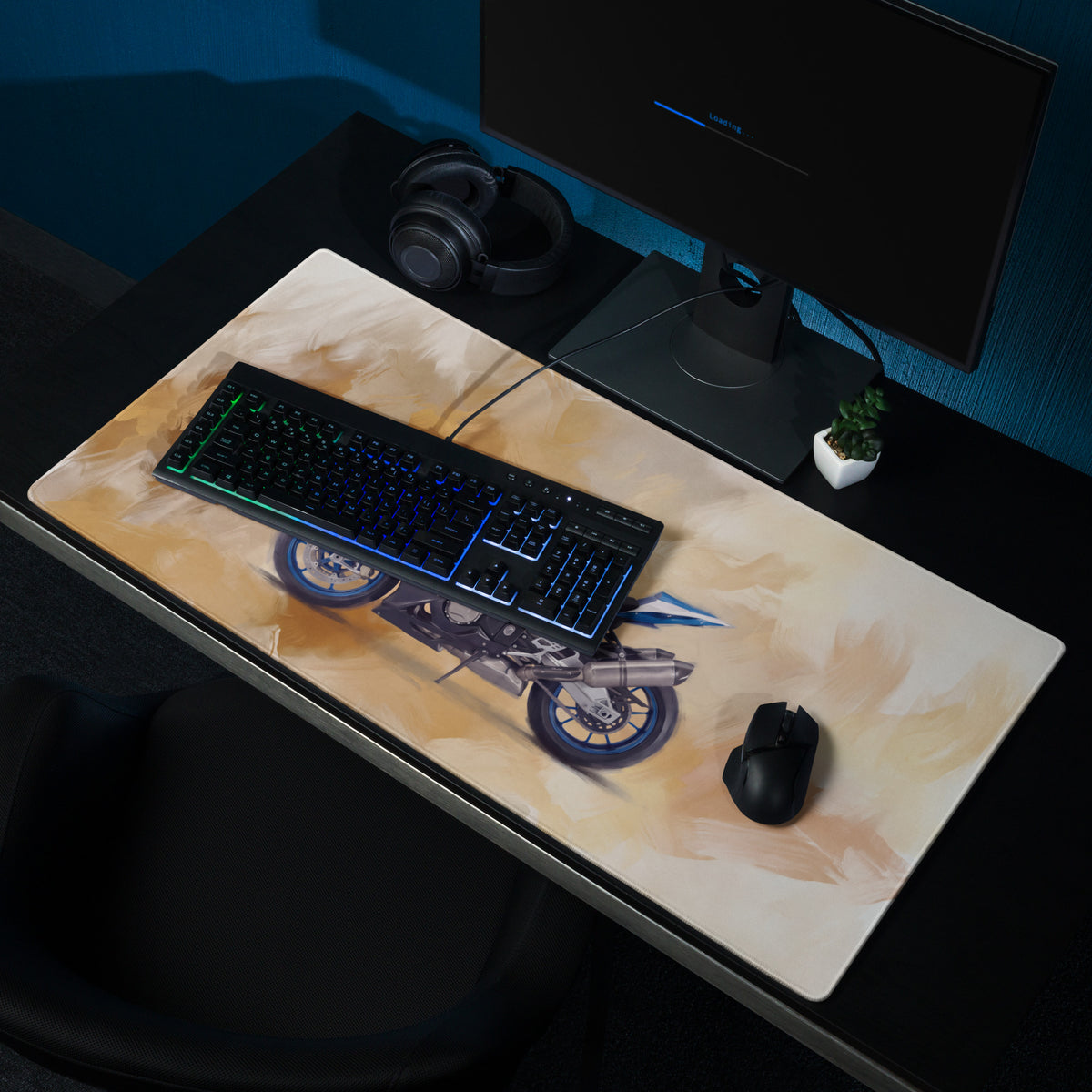 BMW S1000RR Inspired Gaming Desk Pad, Oversized Mouse Pad with Stitched Edges